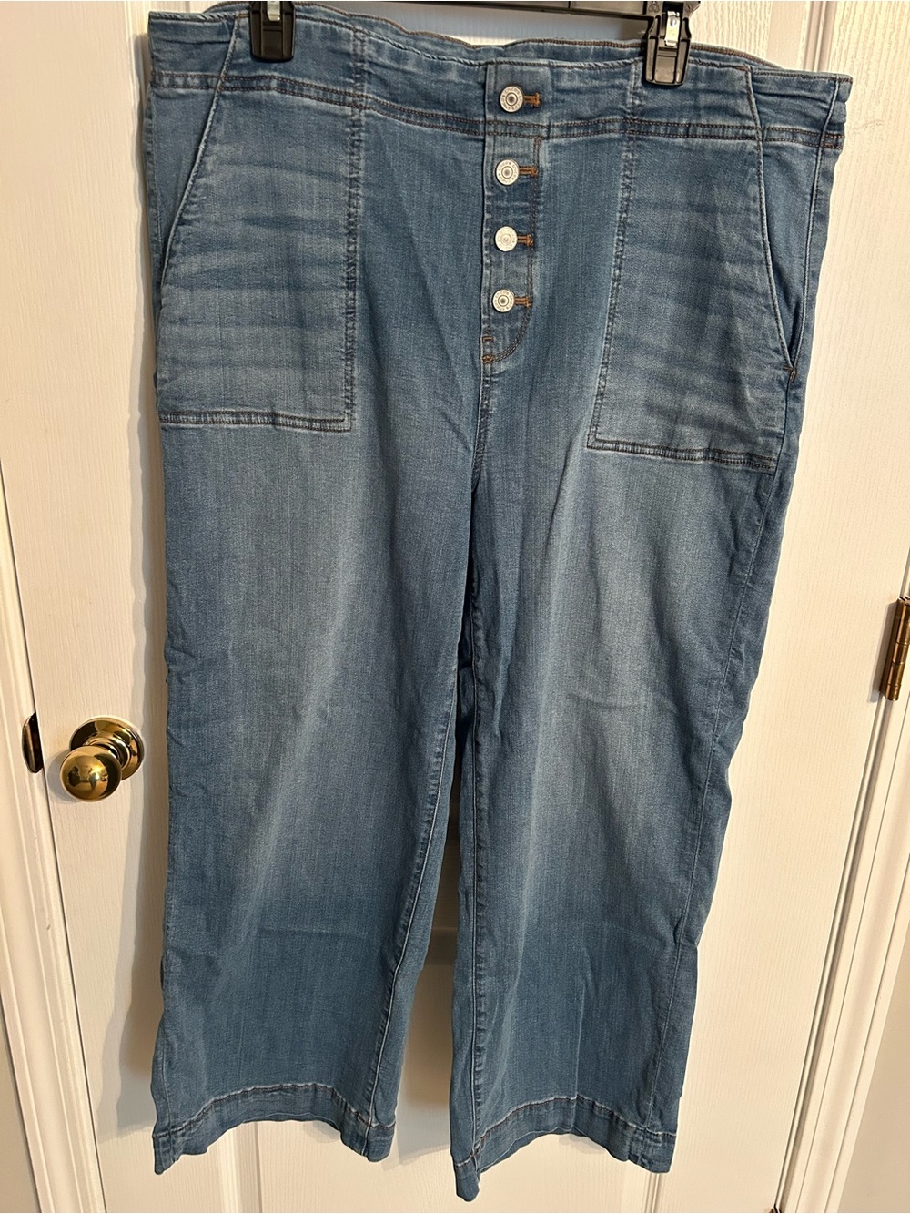 Chico's Light Blue Button-Front Wide Leg Jeans